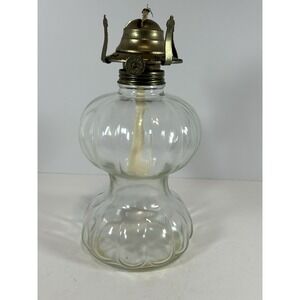 Vintage Lamplight Farms Chesterfield Oil Lamp Clear‎ Double Pumpkin Shape